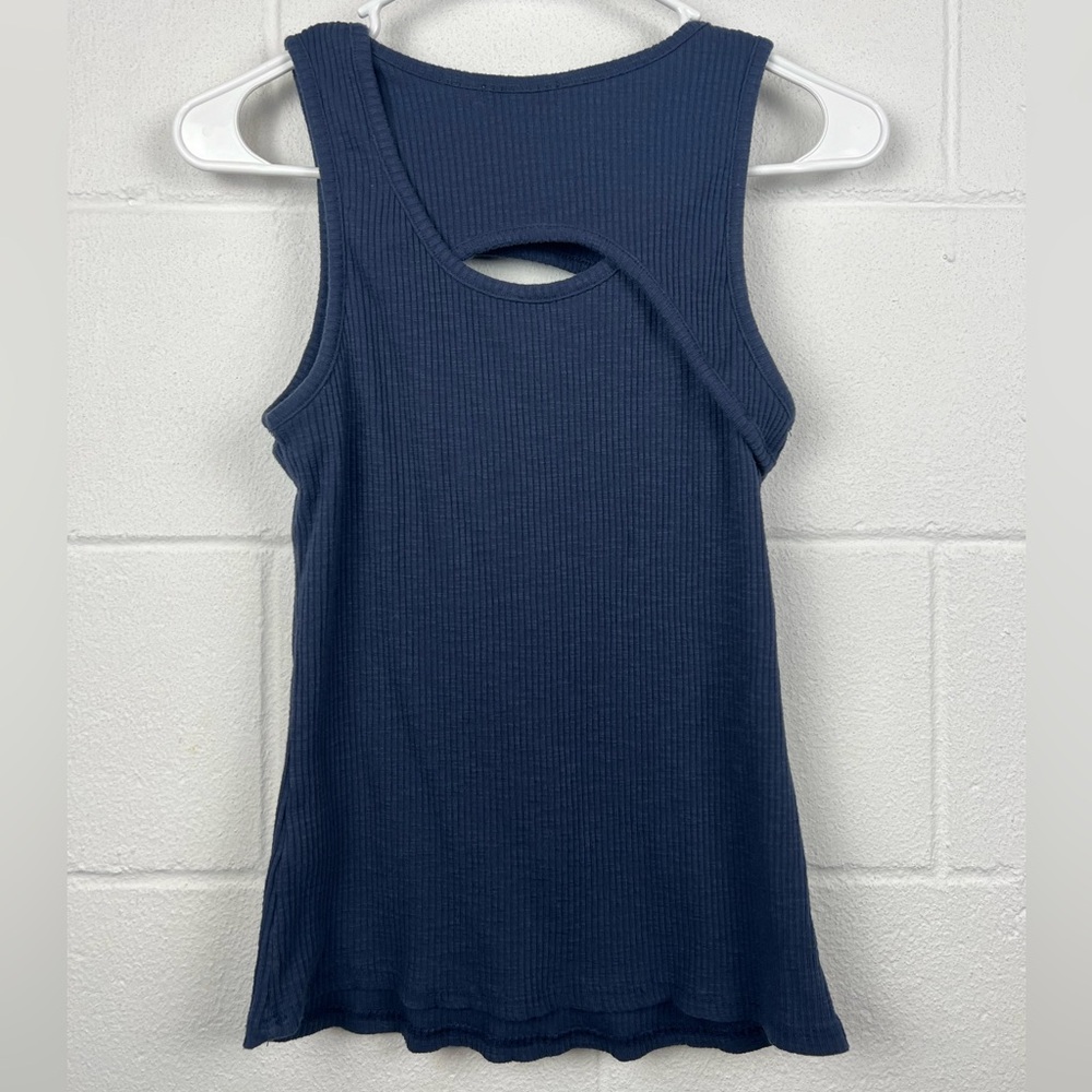 Nine West Navy Ribbed Cutout Tank Top - Picture 4 of 5